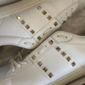 Valentino Garava Men's, Size 13, Calfskin Leather Sneakers with Platinum Studs